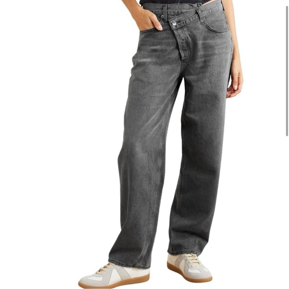 Agolde Criss Cross Upsized High-Rise Tapered Organic Jeans Black Gray Size 26